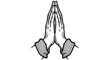 Hands In Prayer Art Black And White Image Design Digital Art Illustration Simple Drawing vector