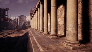 CGI Ancient architecture in a forgotten city with towering columns and ruins video