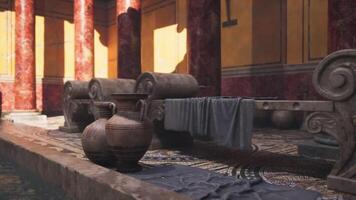 CGI Ancient Roman bathhouse interior with decorative elements and artifacts video