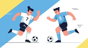 Dynamic Soccer Match Illustration Showcasing Teamwork Strategy and Athlete Prowess in Vibrant Colors vector