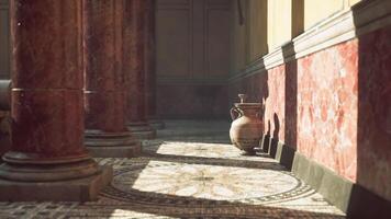 CGI Decorative marble floor with ancient pottery in a Roman style interior video