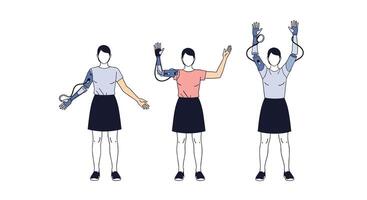 Visualizing Hand Signals Three Women Illustrating Different Gestures in a Synchronized Manner vector