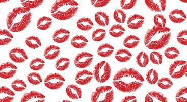 A Sea of Kisses Red Lips Imprints On A Pure White Background Pattern vector
