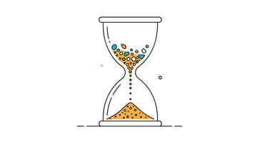 Conceptual Hourglass with Gold Particles Flowing Representing Time Passing Quickly and Inevitably vector