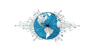 Global Interconnectivity and Technological Advancement Represented Through a Geometric Globe Concept Art vector