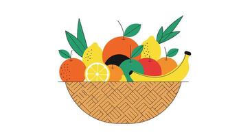 A Colorful Basket of Fresh and Healthy Fruits and Vegetables for Balanced Nutrition vector