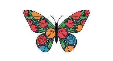 A Vibrant Butterfly Illustration With Abstract Colorful Patterns on its Wings and Body vector