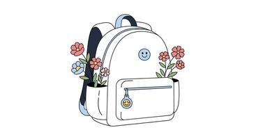 Charming Backpack with Floral Accents A Stylish and Practical Accessory for Everyday Use vector