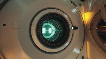 CGI Interior view of a futuristic space station observatory in low Earth orbit video