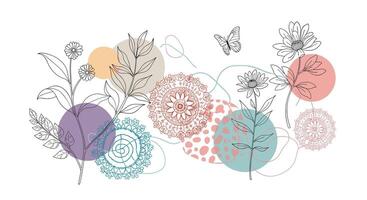 An Abundance of Floral Elements Combined to Give a Beautiful Botanical Arrangement Design vector