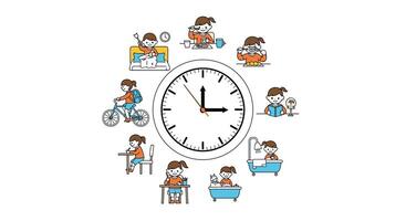 Managing Daily Activities Efficiently Clockwise for Healthy and Productive Routine Illustration Cartoon Style vector