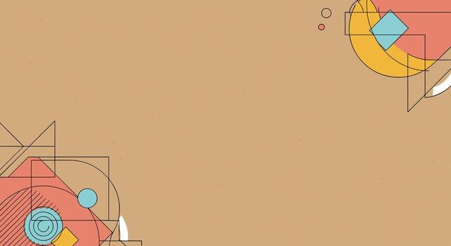 Geometric Shapes Composition with Circles Squares Triangles and Abstract Lines on Brown Background vector