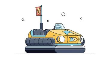 Cute Yellow Bumper Car Vehicle in Action with an Interesting Design and Color vector