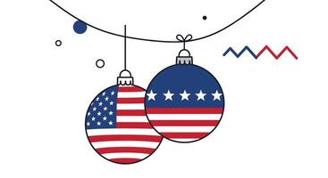 Patriotic American Flag Christmas Ornaments Suspended from String Celebrating Fourth of July vector