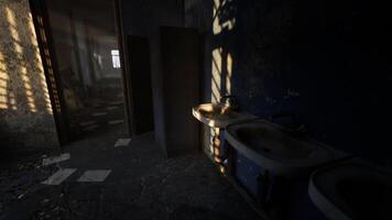 CGI Exploring an abandoned building filled with natural light and shadows video