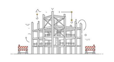 Construction Site Workers Working on the Building Under Renovation Urban Development Progress vector