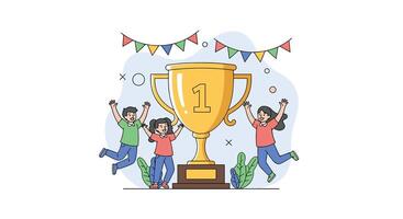Celebrating Team Victory Triumph and Success Achieved Through Collaborative Effort and Shared Goals vector