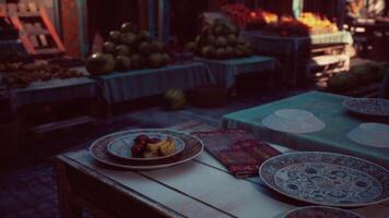 CGI Table Set With Various Plates of Food video