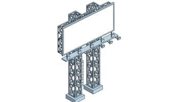 Advertising in urban environment billboard structures with high metal posts for commercials displays vector