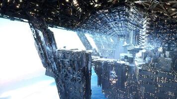 CGI Futuristic floating city showcases advanced architecture in the sky video