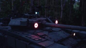 CGI Tank positioned within dense jungle foliage during low light conditions video