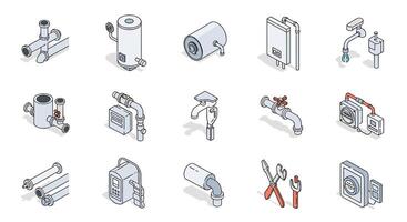 Various Mechanical Components and Engineering Parts Displayed as Isometric Projections for Technical Illustrations vector