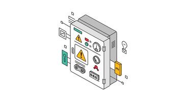 Electrical Panel Components and Wiring Diagram Overview of Circuit Breakers and Connections vector
