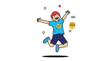 Embracing Joy and Freedom A Young Boy's Leap into Happiness and Fun Activities vector