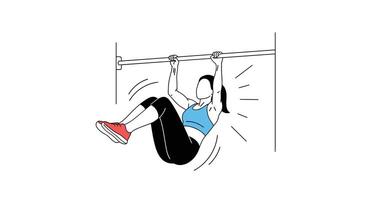 Effective Exercises to Strengthen Core and Improve Abdominal Muscles Using an Overhead Bar vector