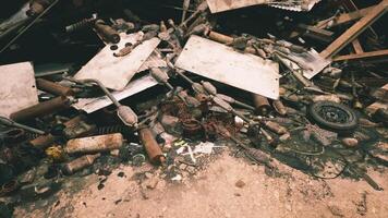 CGI Daylit abandoned site full of debris and discarded materials video