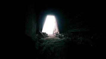 CGI Light floods through a dark tunnel leading to an unknown destination video