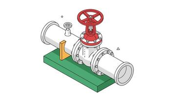 An Industrial Pipeline System with a Red Valve on a Green Platform Support vector