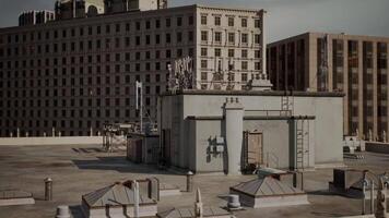CGI Rooftop view of a commercial building in a busy urban setting during daylight video