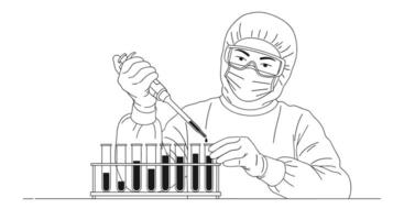 Researcher Working with Test Tubes in a Lab Environment for Scientific Experimentation vector