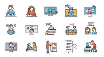 Education Online Learning Remote Studying Teaching Academic Success and Educational Technology Innovation vector