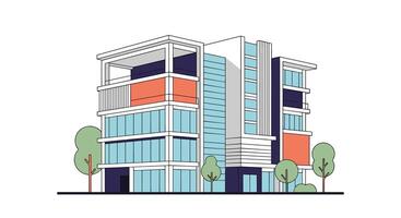 Modern Architecture Sustainable Urban Development Office Building Design Green Space Integration Community vector