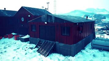 CGI Old research station in antarctica for weather and scientific studies video