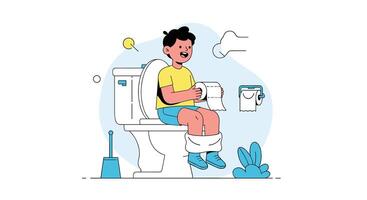 Toilet Time A Boy's Hygiene Routine and Sanitation Practices in the Bathroom vector