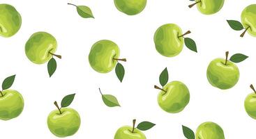 A Refreshing Delight An Apple Orchard Theme Full of Green Apples and Leaves vector