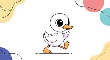 A Cute Little Duckling On A Playful Adventure In An Animated World Illustration vector