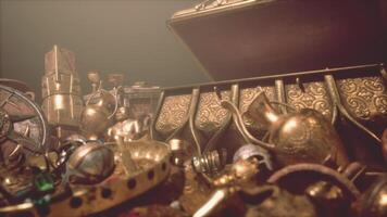 CGI Golden treasures discovered in secret dungeon amidst ancient artifacts video