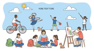Exploring Diverse Activities for a Healthy and Fulfilling Lifestyle in Summer Days vector