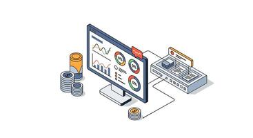 Analyzing Real Time Data and Generating Reports for Database Management System in Business vector
