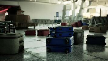 CGI Abandoned airport terminal with scattered luggage in a desolate waiting area video