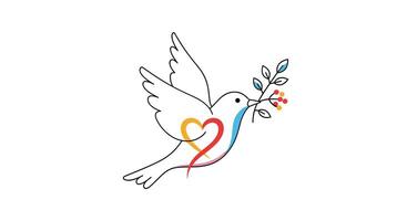 Symbolic Depiction of Unity and Harmony Through Avian Representation and Expressive Iconography Elements vector