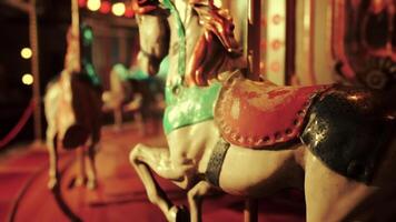 CGI Empty amusement park at night featuring quiet carousel and bright lights video