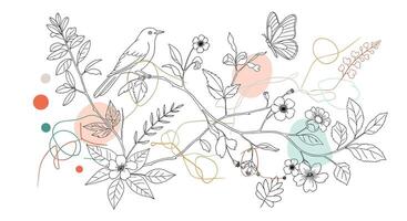 The Gentle Weave of Nature An Abstract Expression of Floral and Geometric Harmony vector