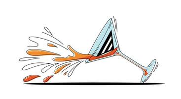 Cartoon Runner Leaking Orange Fluid While Running or Falling on the Ground in Speed vector