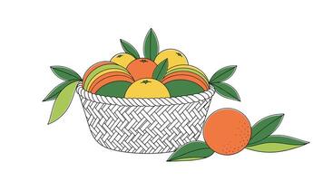 A Beautiful Basket of Fresh Oranges Awaiting to Be Enjoyed With Excitement vector