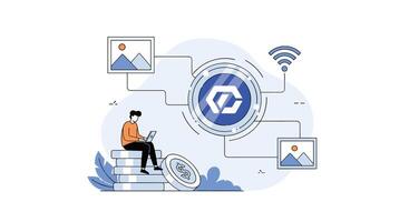 Exploring the Landscape of Blockchain Technology Digital Assets and Decentralized Finance Concepts vector